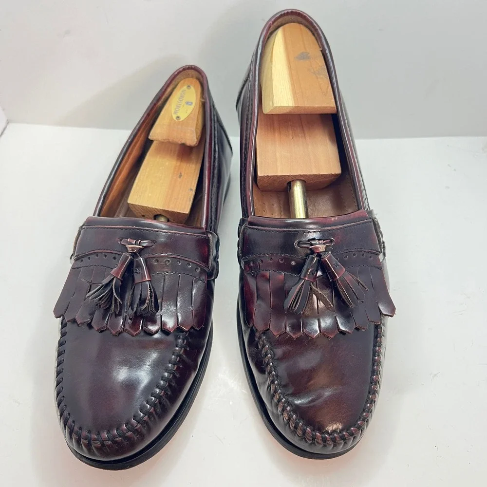 GH Bass Grammercy Mens 11.5 D Oxblood Burgundy Leather Kiltie Tassel Loafers